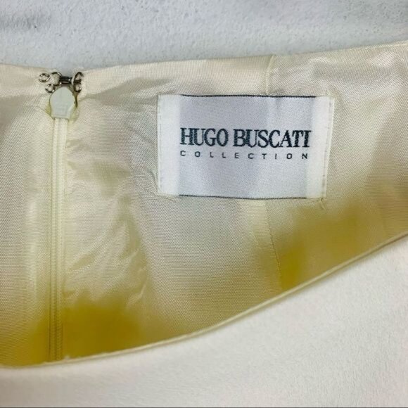 Vintage 80s Hugo Buscati Ivory Lace Trimmed Skirt Suit 2 Piece Set - Picture 10 of 16